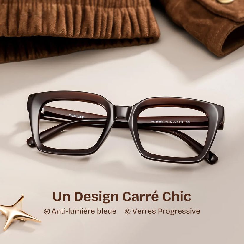 Lunettes rectangulaires marron foncé TR90