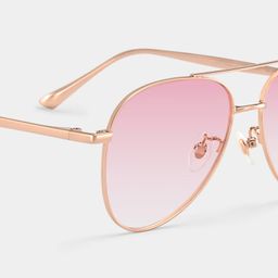 Lunettes de soleil aviateur en métal doré rose4