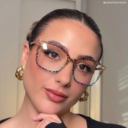 Sidibe Léopard Bleu Carré lunettes8