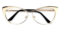 Cat eye Doré Métal Lunettes2