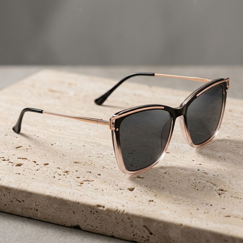 Krystle Noir-Marron Carré lunettes de soleil