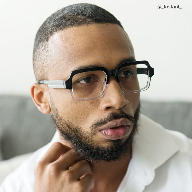 Jack Noir-Cristal Rectangulaire Lunettes