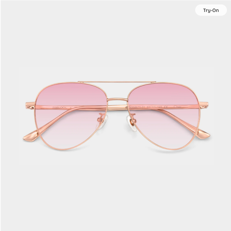 Cher Lunettes de soleil aviateur en métal doré rose1