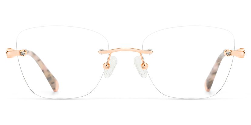 Rectangulaires Métal Or Rose Lunettes