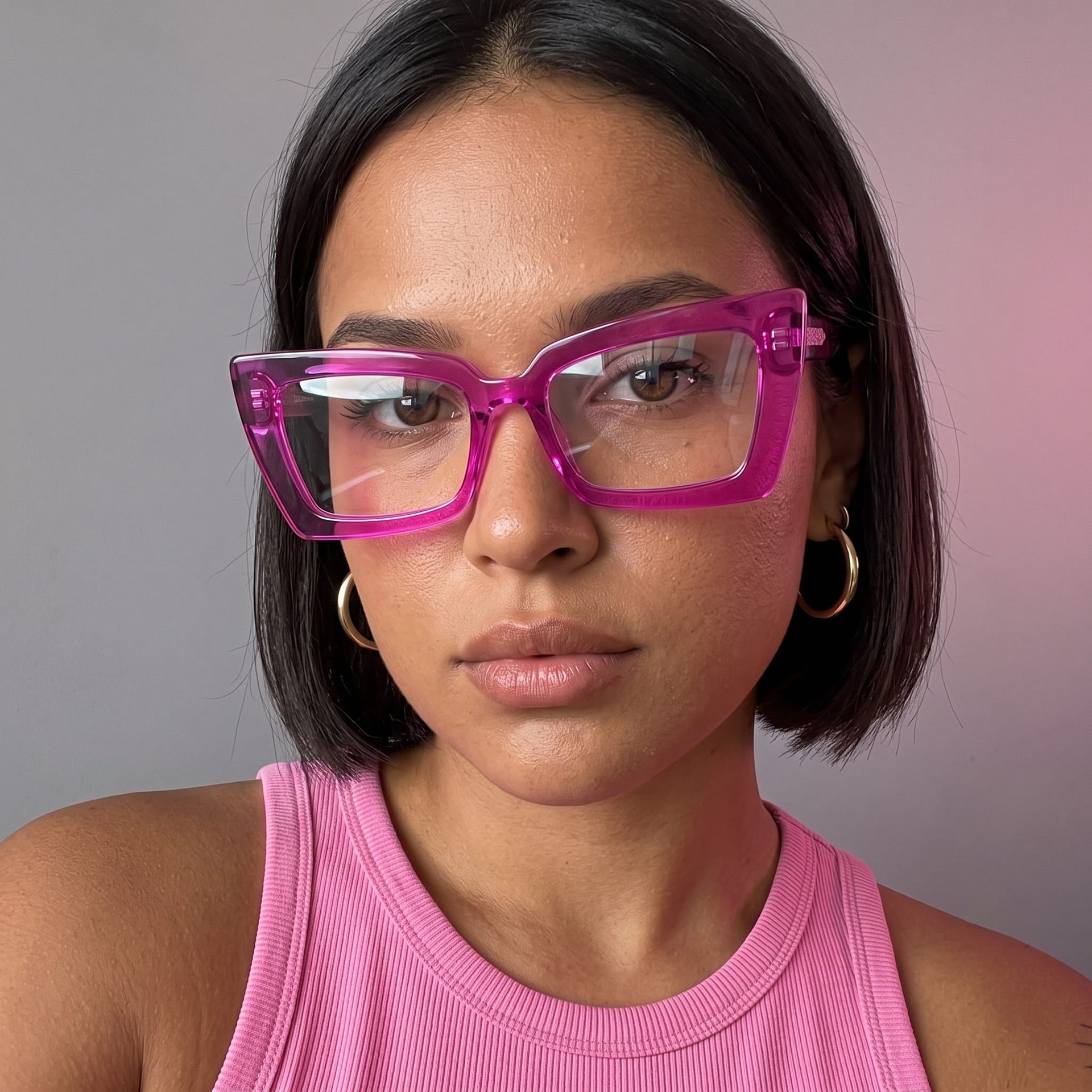 Lunettes Newell rectangulaires à monture rose transparente pour femmes | ZEELOOL5