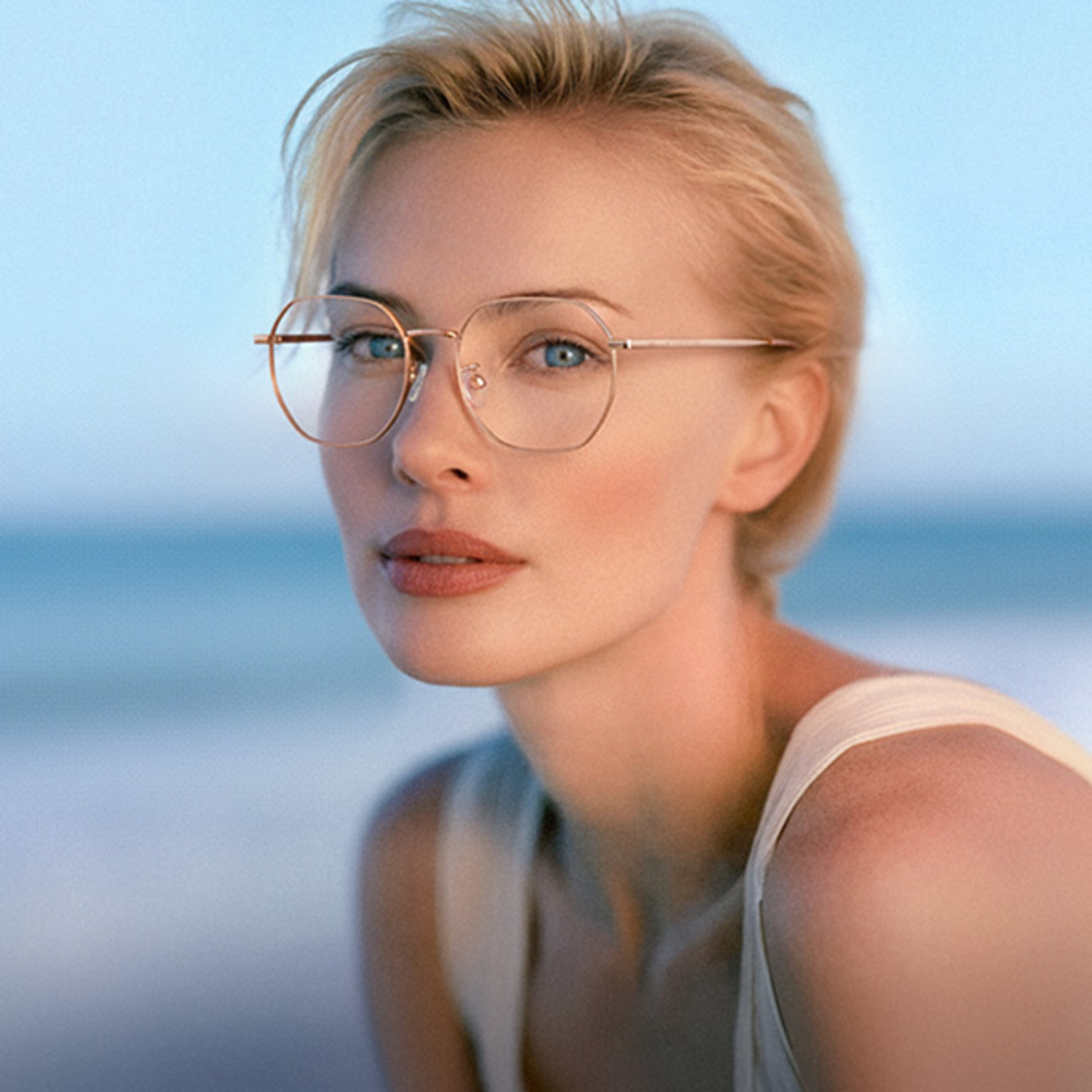 Lilly Lunettes géométriques en or rose4