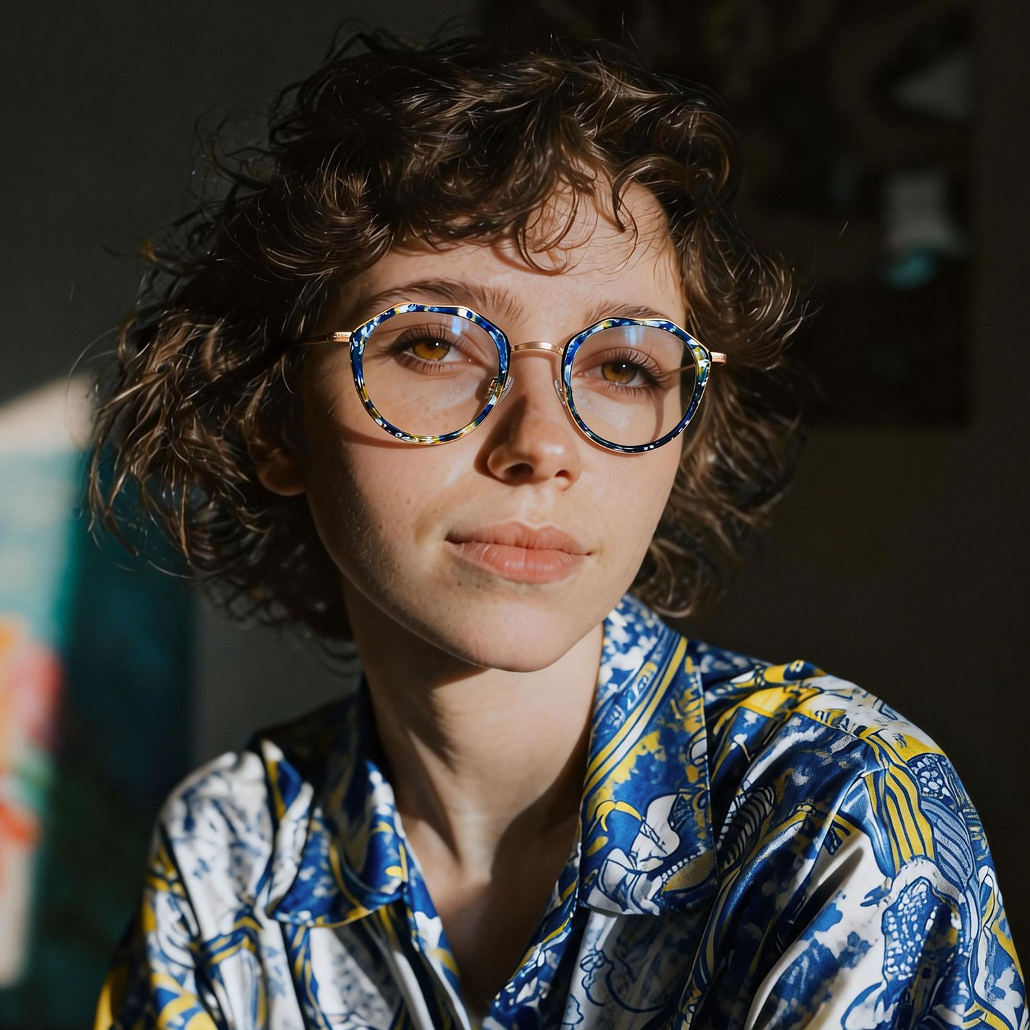 Gentry Bleue-Floral Géométrique Lunettes5