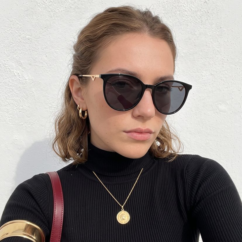 Chanty noir Ronde lunettes de soleil