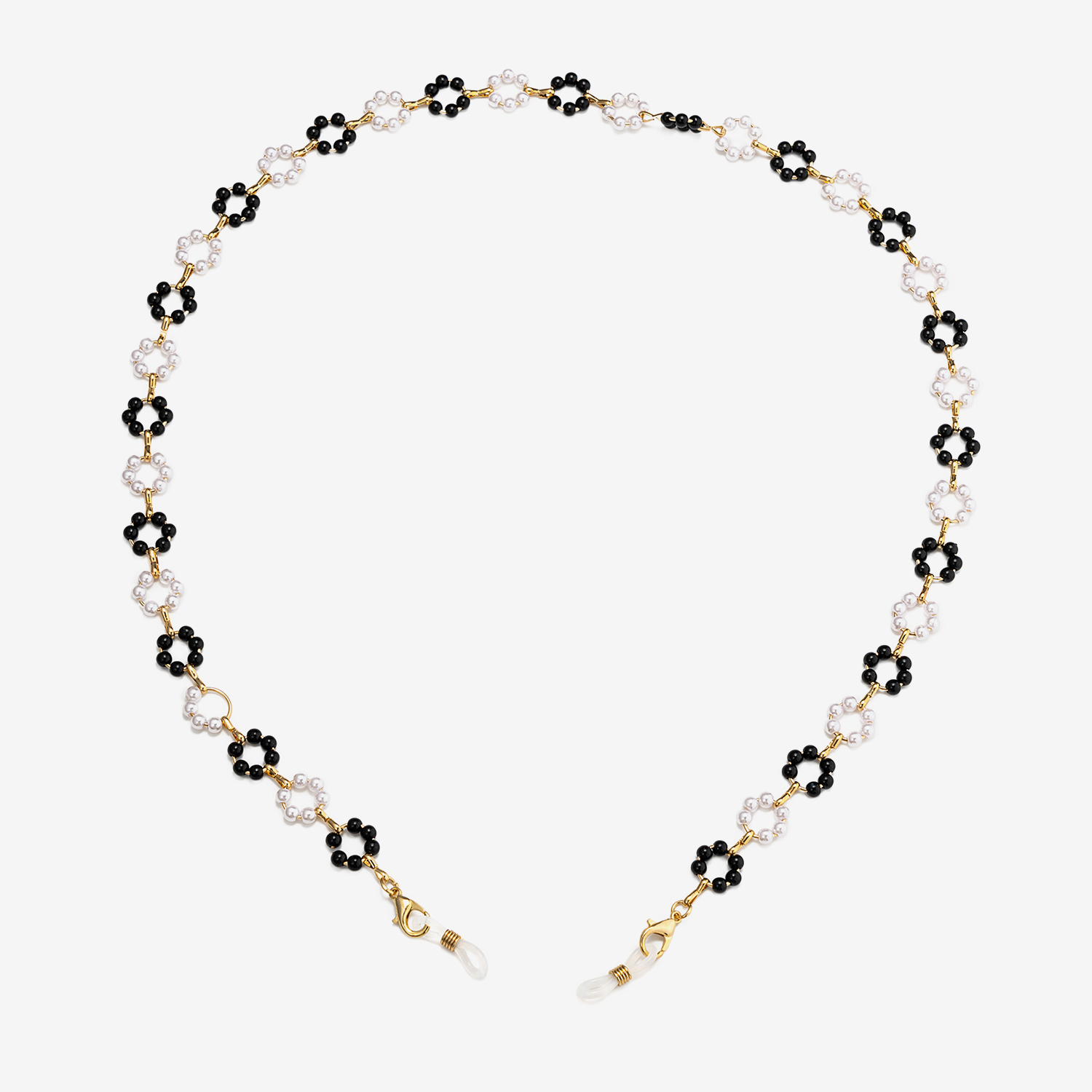 Chaînes de lunettes simples et élégantes à fleurs noires et blanches1