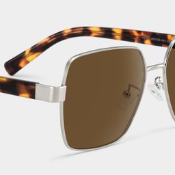 Lunettes de soleil carrées en métal marron4