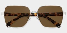 Lunettes de soleil carrées en métal marron1
