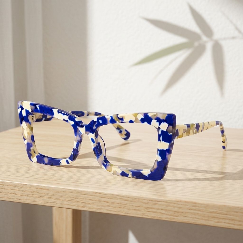 Newell Rectangulaires Acétate Blue-Floral Lunettes0