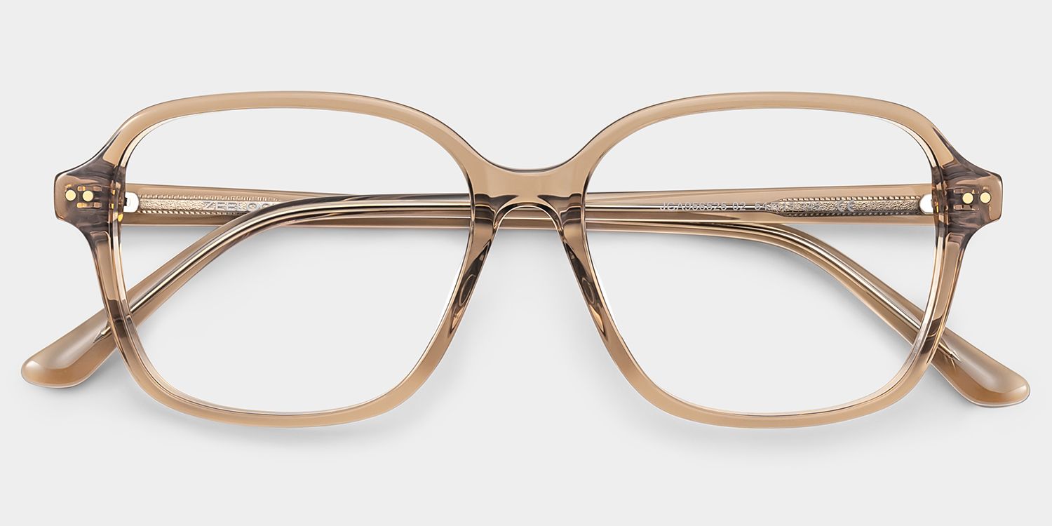 Clementine Lunettes carrées en acétate marron clair1
