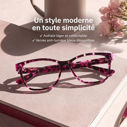 Eva Tortue rose Rectangulaire lunettes0