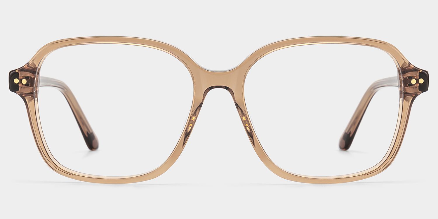 Clementine Lunettes carrées en acétate marron clair0