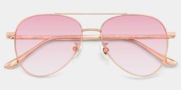 Lunettes de soleil aviateur en métal doré rose1