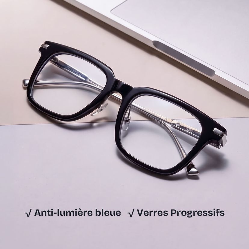 Rayne Noir Carré lunettes