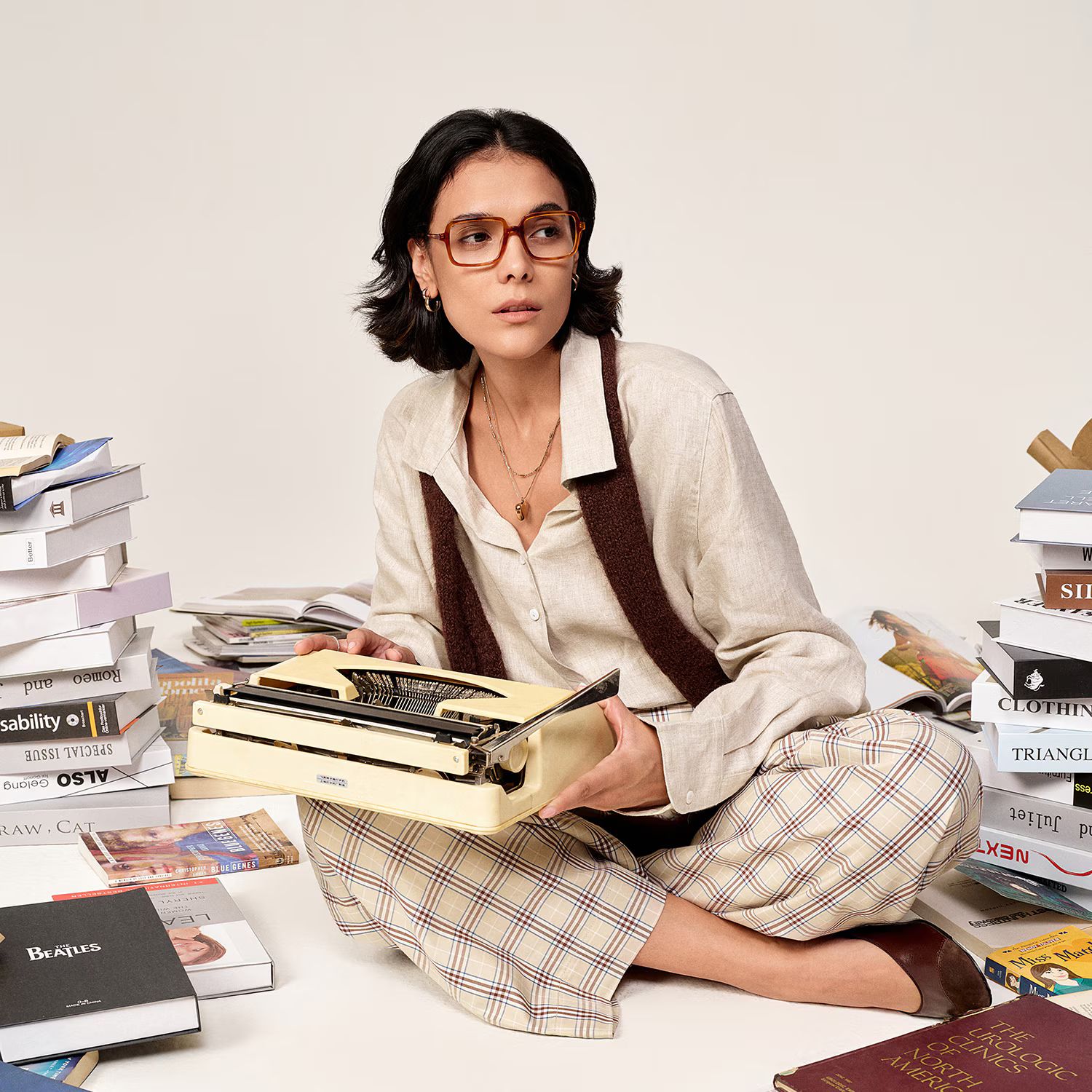 Beatrice Rectangulaire Jaune Lunettes8