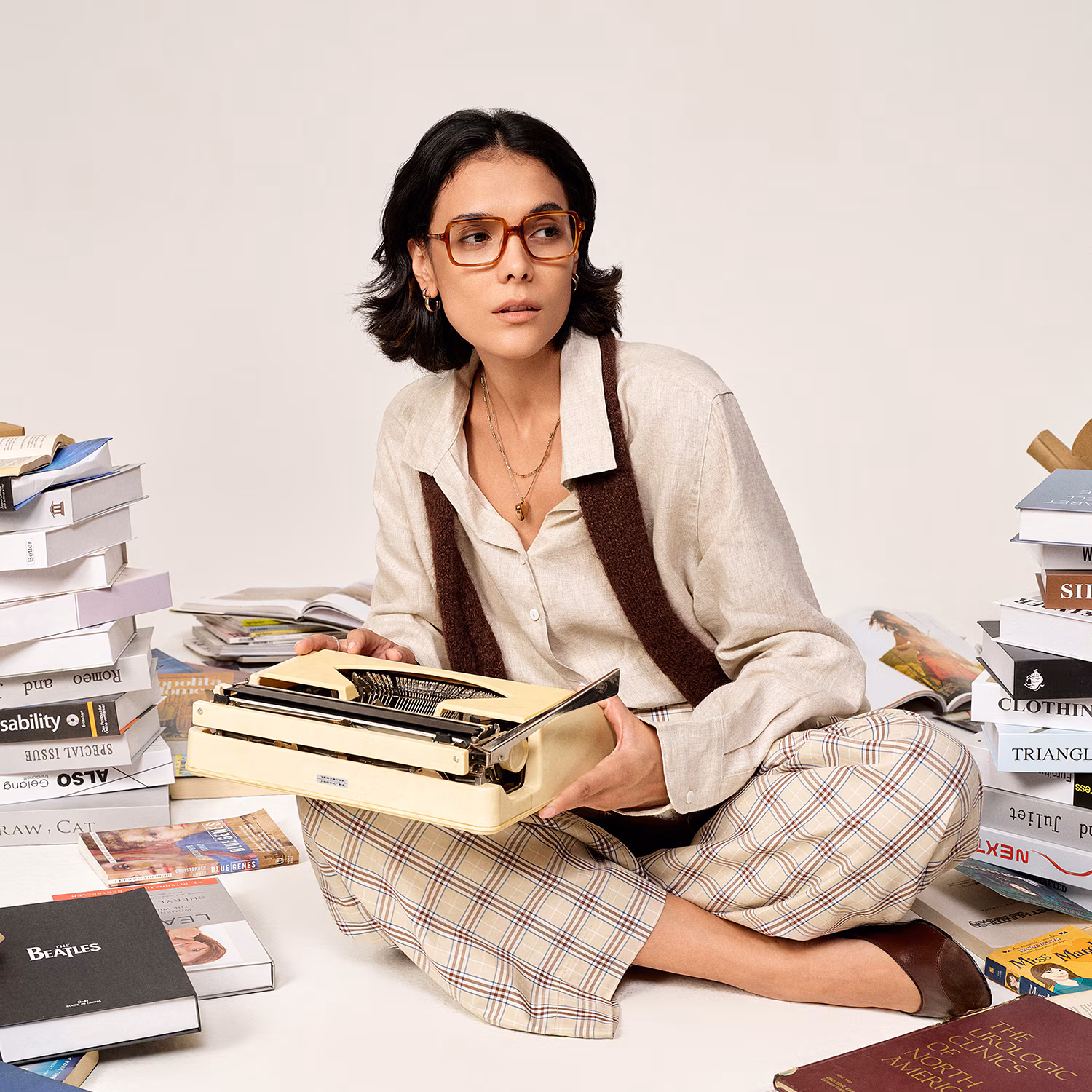 Beatrice Rectangulaire Jaune Lunettes10