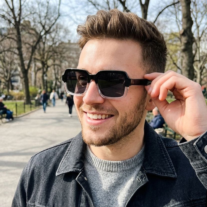 Jack Noir-Cristal Rectangulaire lunettes de soleil