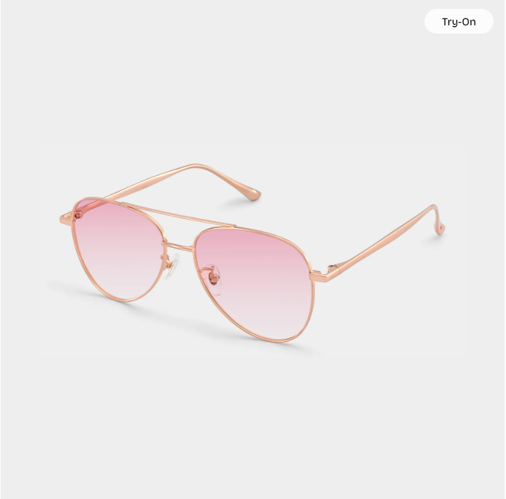 Cher Lunettes de soleil aviateur en métal doré rose2