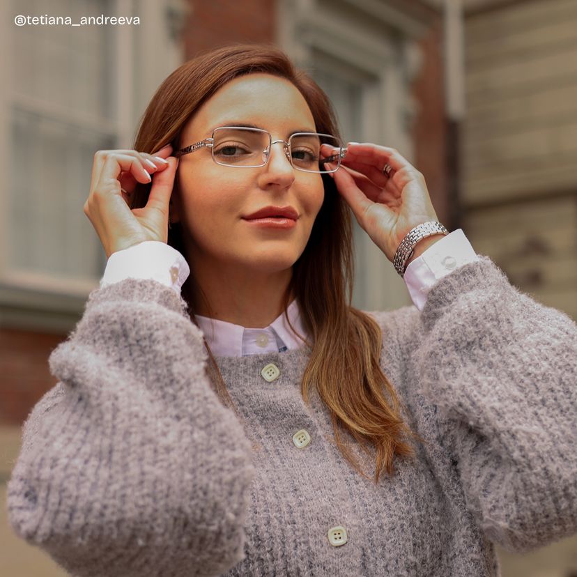 Lunettes rectangulaires argentées Olivia