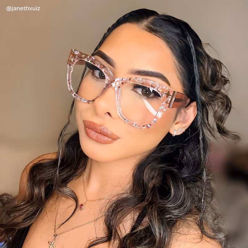 Minfia Carré Rose Lunettes8