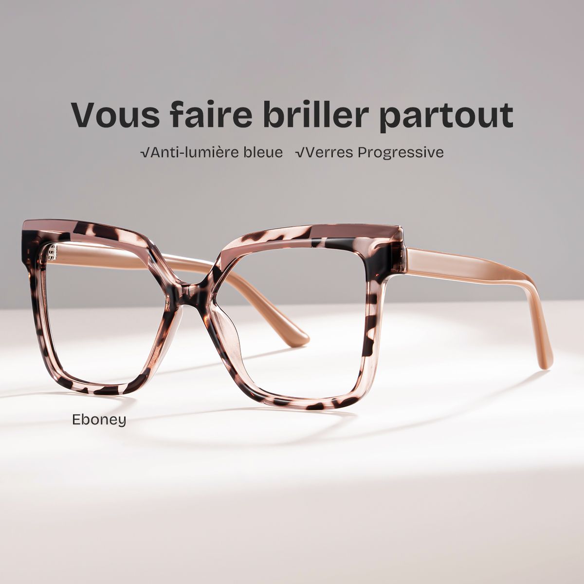 Eboney Carrées  Écaille TR90 Lunettes0