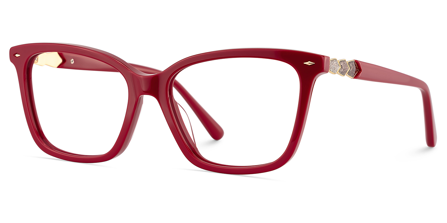 Theo Rectangulaire Rouge Lunettes2