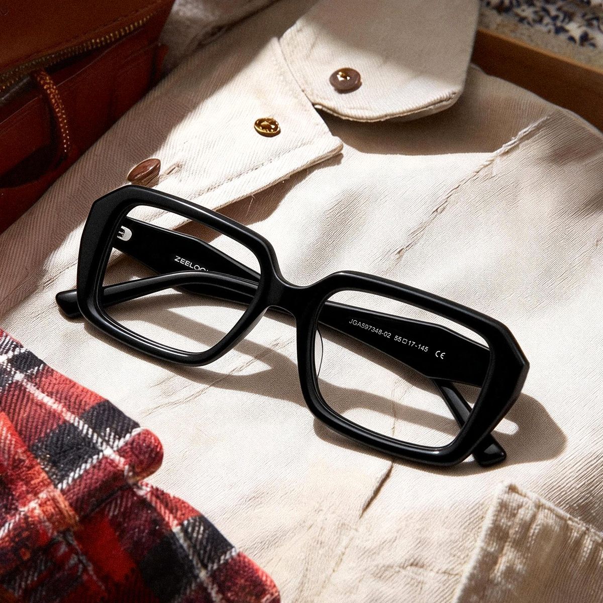 Rowan Lunettes rectangulaires en acétate noir0