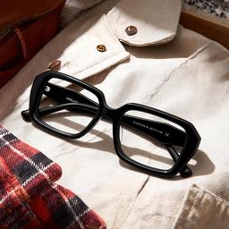 Lunettes rectangulaires en acétate noir0