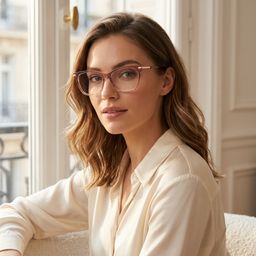 Lunettes rectangulaires rose clair Eliot5