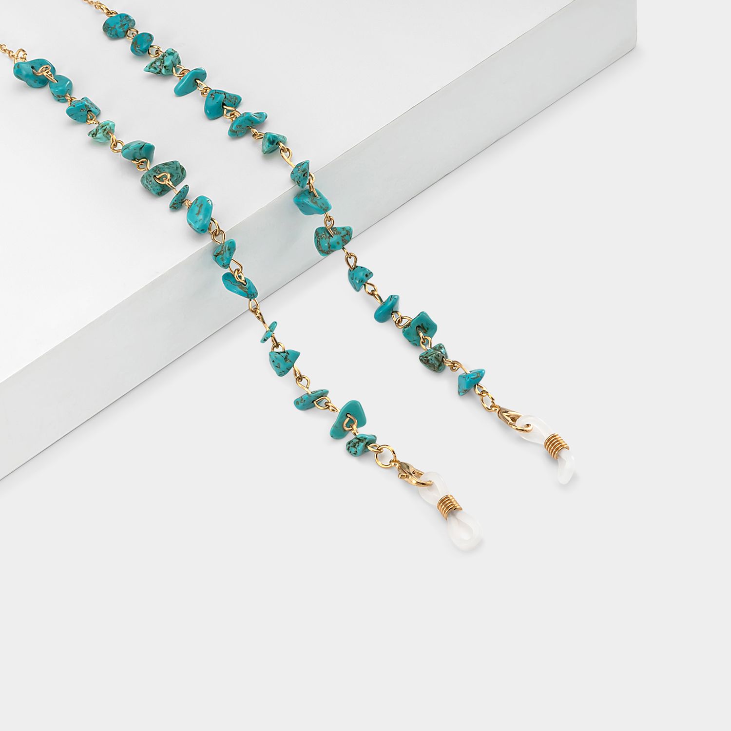 Chaînes de lunettes élégantes en pierre bleu paon0
