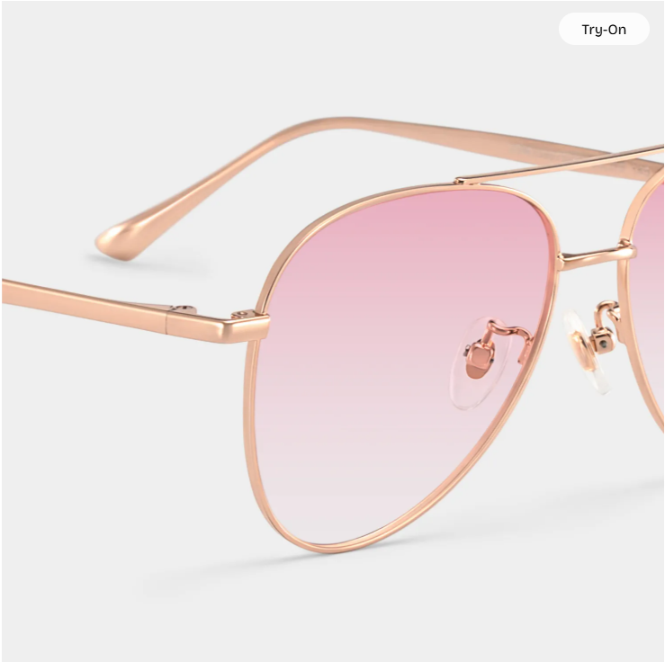 Cher Lunettes de soleil aviateur en métal doré rose4