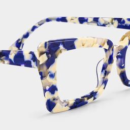 Rectangulaires Acétate Blue-Floral Lunettes5