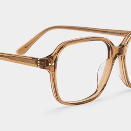 Lunettes carrées en acétate marron transparent5