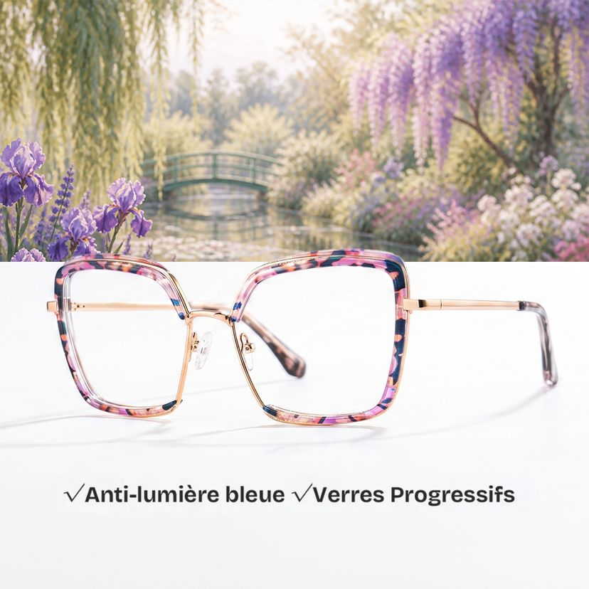 Lunettes carrées à fleurs roses Cordaro