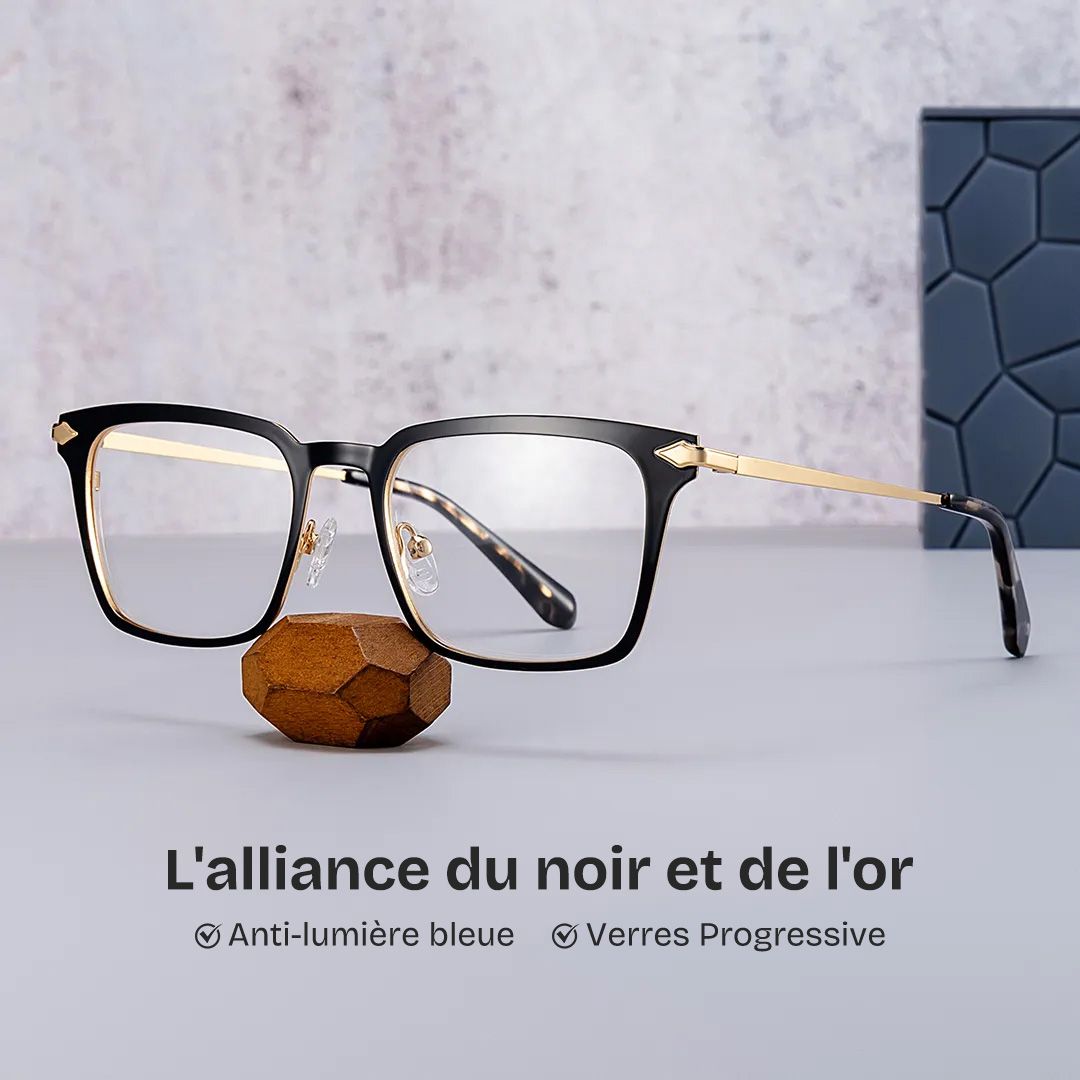 Chaney Noir Rectangle Lunettes0