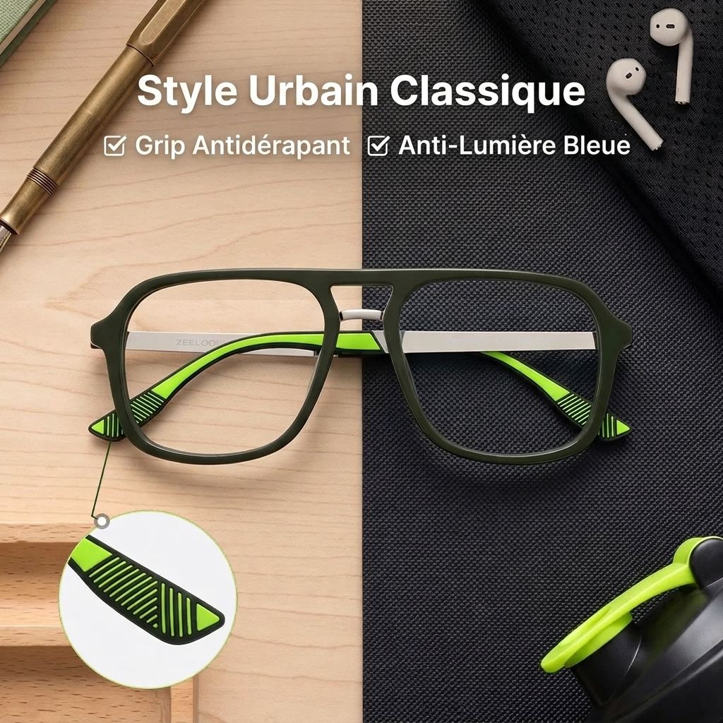 Ryder Lunettes Aviateur Vertes à Monture Mixte pour unisexe | ZEELOOL0