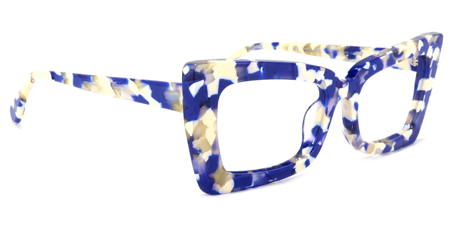Newell Rectangulaires Acétate Blue-Floral Lunettes3