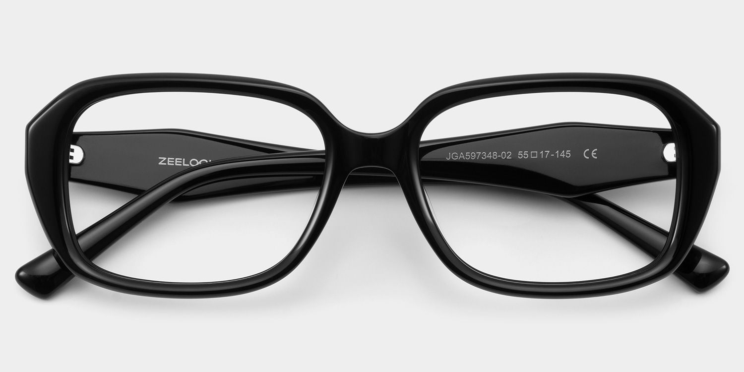 Rowan Lunettes rectangulaires en acétate noir2