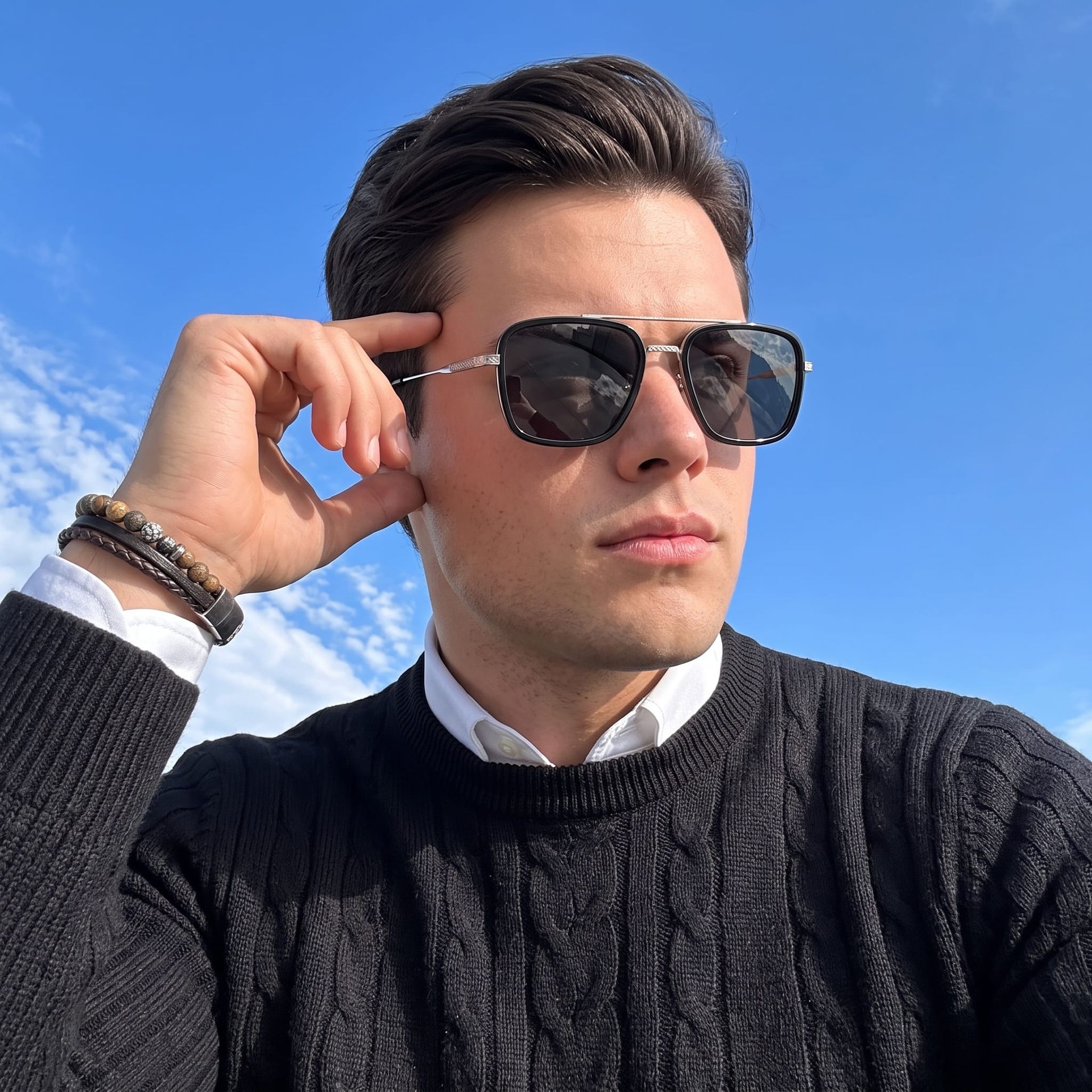 Nayeli Aviator Noir-Argent Lunettes de soleil à Monture en Ligne | ZEELOOL FR4