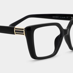 Géométriques Acétate Noir Lunettes4
