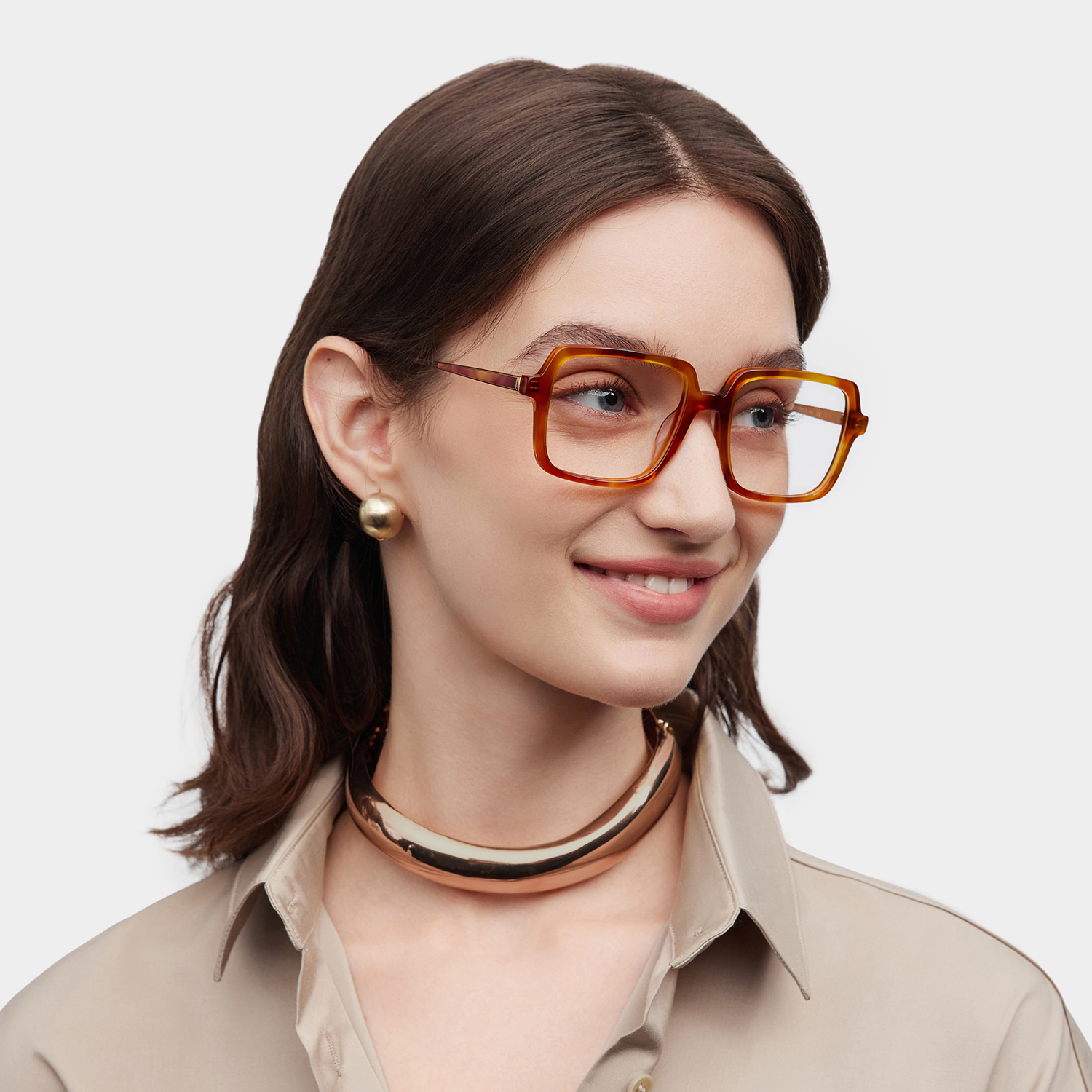 Beatrice Rectangulaire Jaune Lunettes1