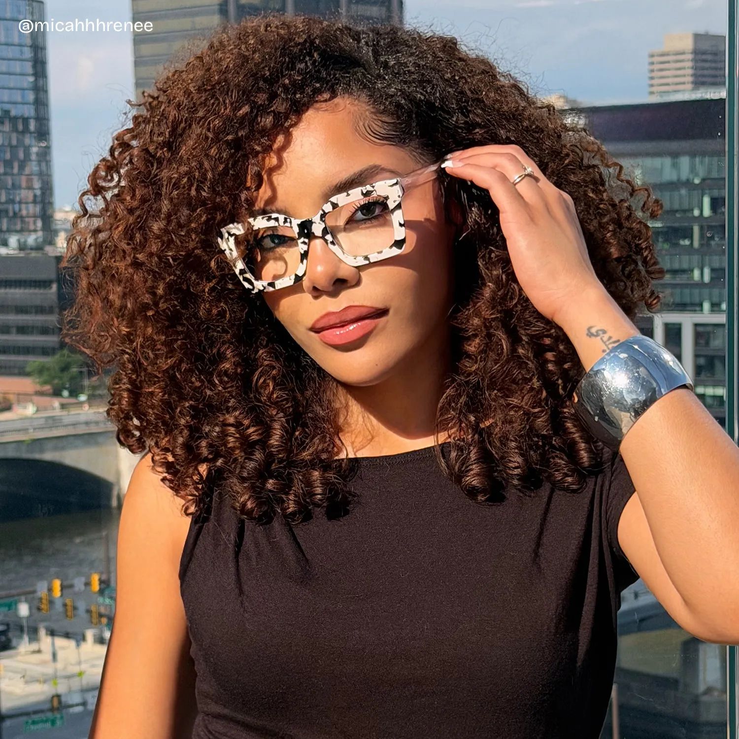 Lunettes à monture carrée en acétate à imprimé vache Megan pour femmes | ZEELOOL6