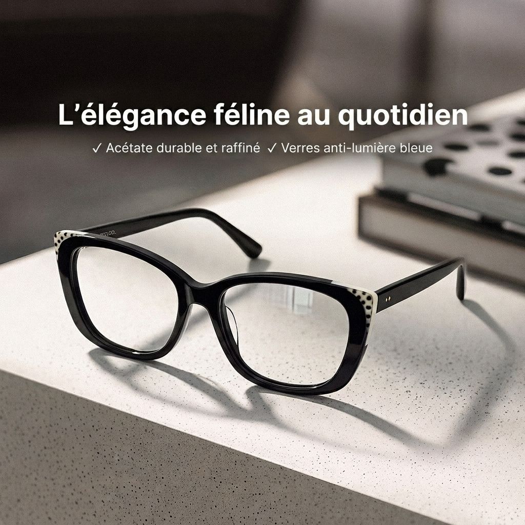 Lunettes à monture noire œil-de-chat Madeline pour femmes | ZEELOOL0