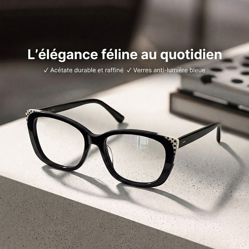Lunettes œil-de-chat noires Madeline