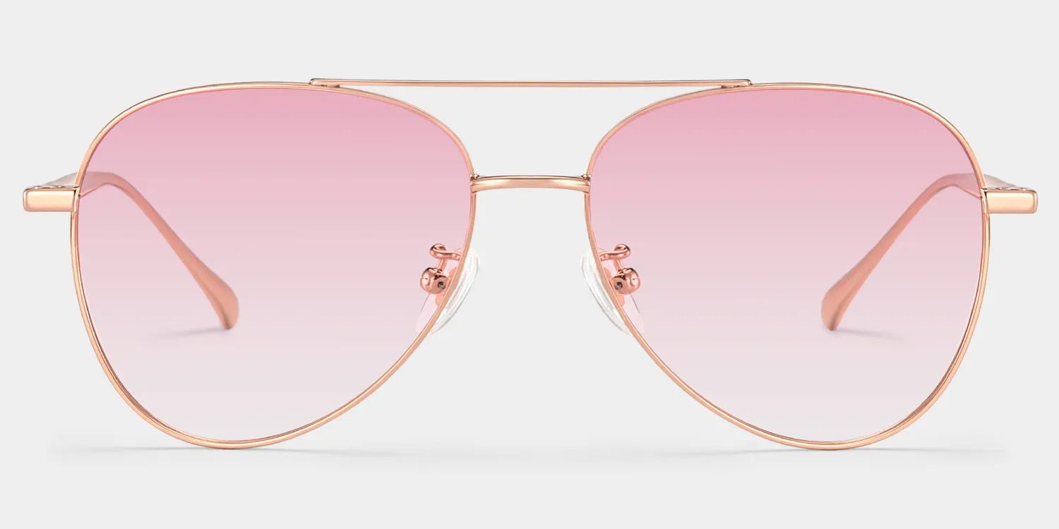 Cher Lunettes de soleil aviateur en métal doré rose0