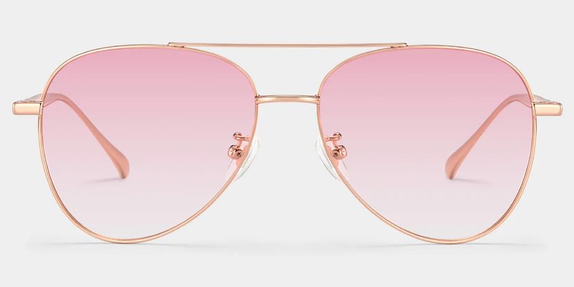 Lunettes de soleil aviateur en métal doré rose