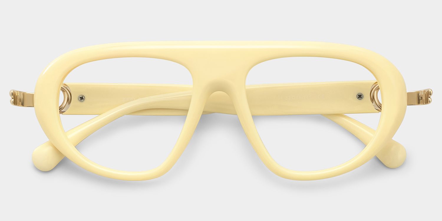Aveline Lunettes aviateur fines blanches cerclées pour femmes | ZEELOOL1